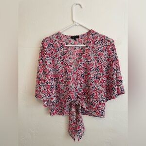 1.state Floral Tie-Front Blouse